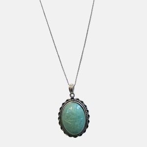 Sterling Silver Green Gemstone Necklace